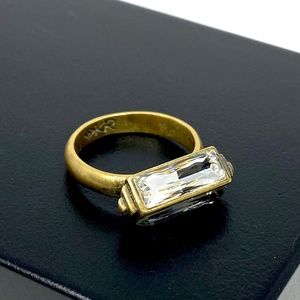 Art Deco Style Bronze Ring & Crystal - Machine Age